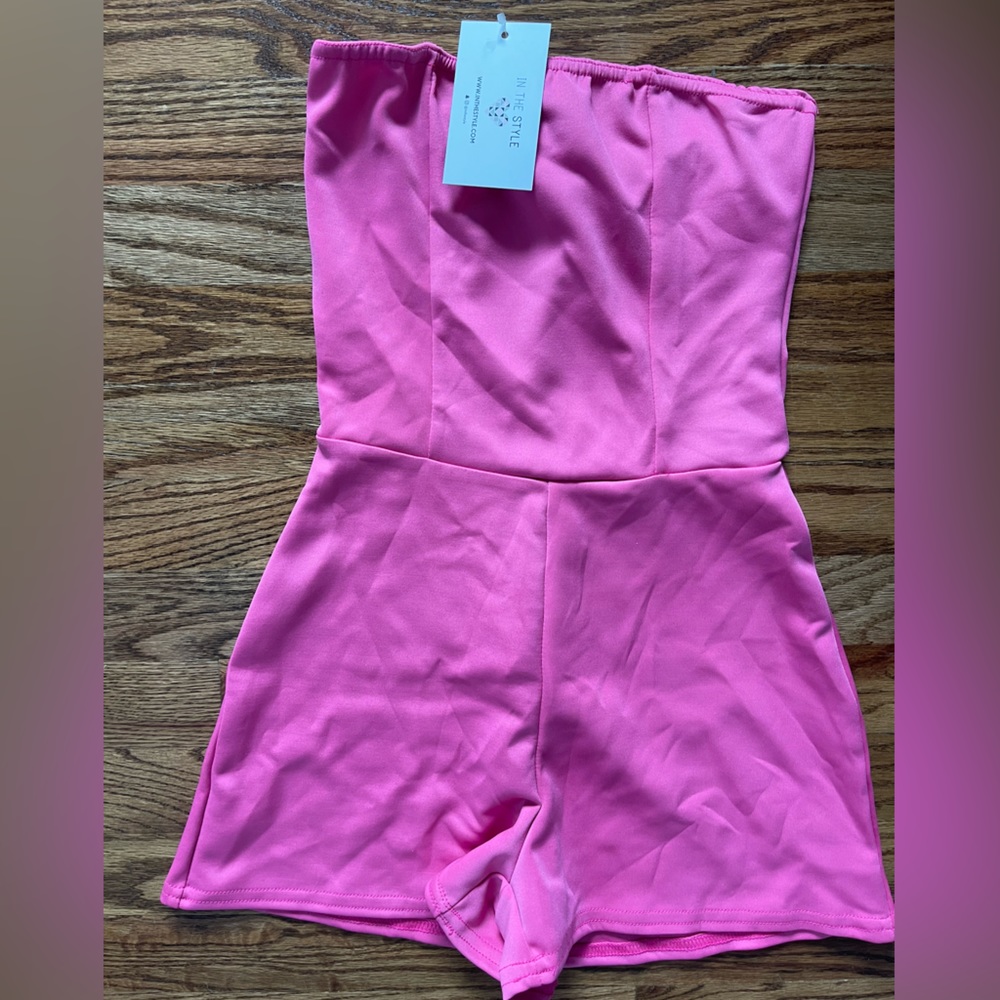 In The Style cute pink strapless romper!